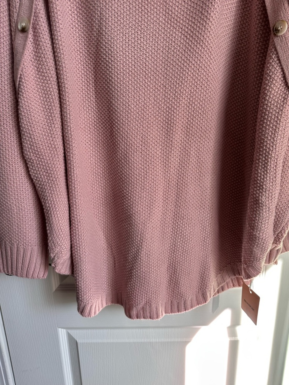 BloomChic Dusty Pink Button-Trim Crewneck Sweater - Picture 3 of 6